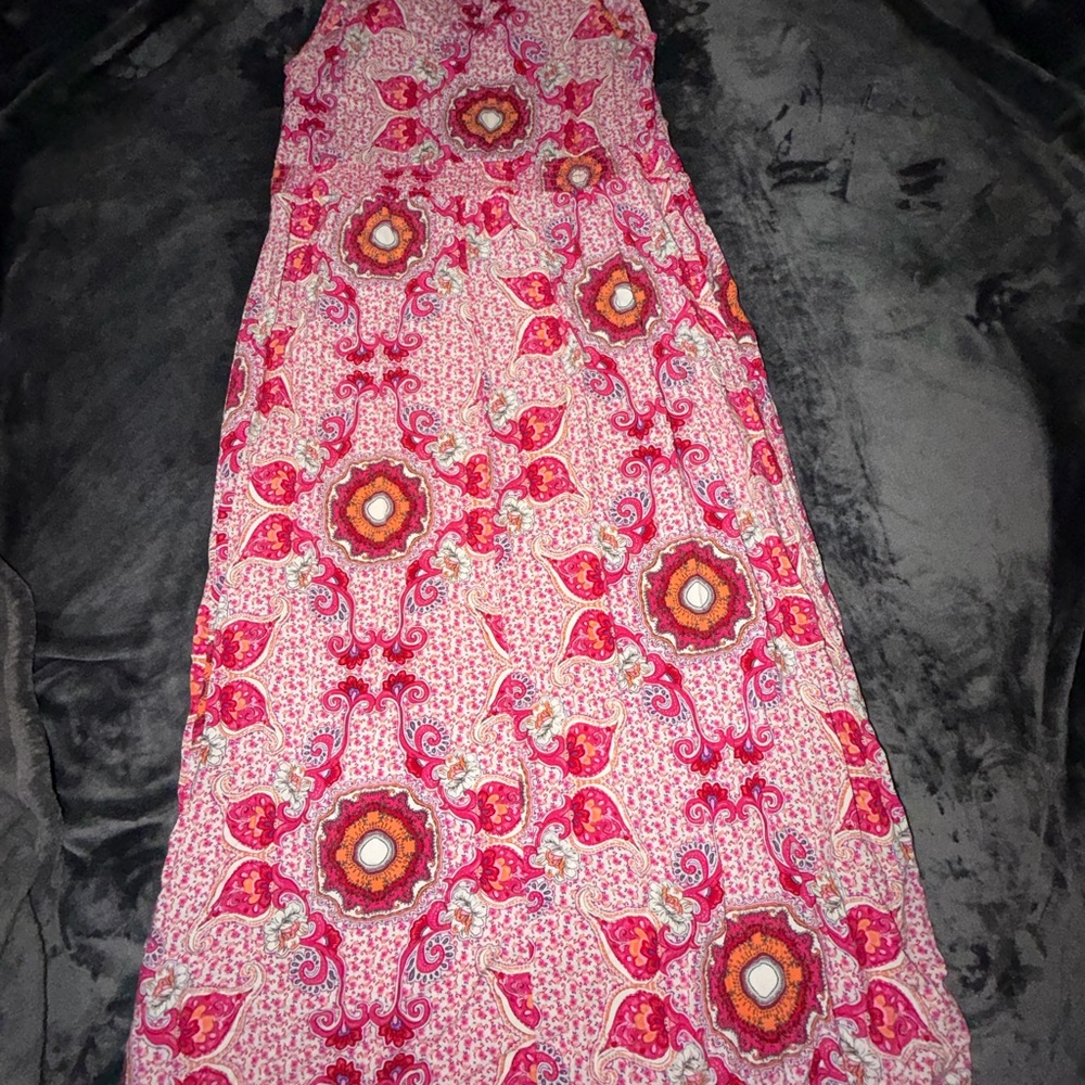 Vibrant Pink Patterned Maxi Dress